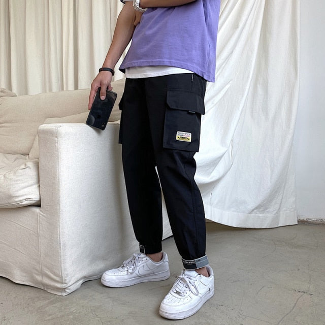 2021 Oversized Men Cargo Pants Streetwear Black Mens Jogging Sweatpants Casual Elastic Waist Harem Pants Male Large Size 5XL aidase-shop