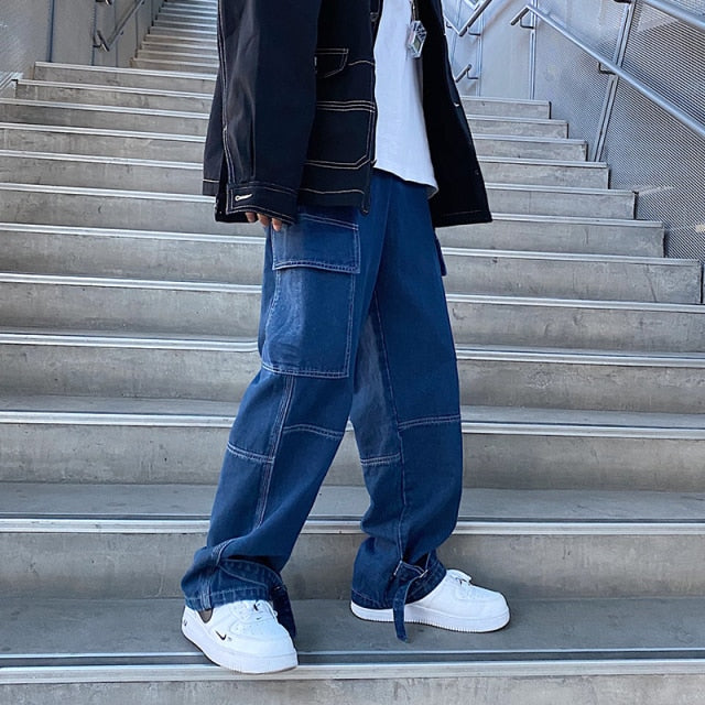 Aidase Men Jeans Wide Leg Denim Pant Loose Straight Baggy Men's Jeans Streetwear Skateboard Pants S-5XL Neutral Trousers Hip Hop Casual aidase-shop