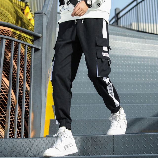 Ribbons Harem Joggers Men Cargo Pants Streetwear 2021 Hip Hop Casual Pockets Track Pants Male Harajuku Fashion Trousers aidase-shop