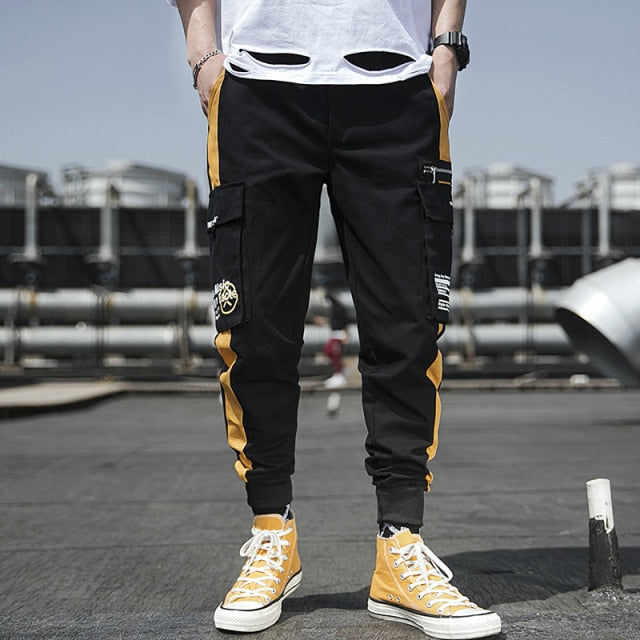 Ribbons Harem Joggers Men Cargo Pants Streetwear 2021 Hip Hop Casual Pockets Track Pants Male Harajuku Fashion Trousers aidase-shop