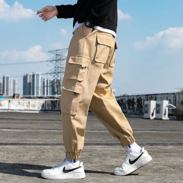 Ribbons Harem Joggers Men Cargo Pants Streetwear 2021 Hip Hop Casual Pockets Track Pants Male Harajuku Fashion Trousers aidase-shop