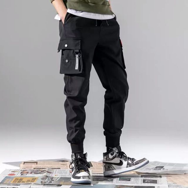 Ribbons Harem Joggers Men Cargo Pants Streetwear 2021 Hip Hop Casual Pockets Track Pants Male Harajuku Fashion Trousers aidase-shop