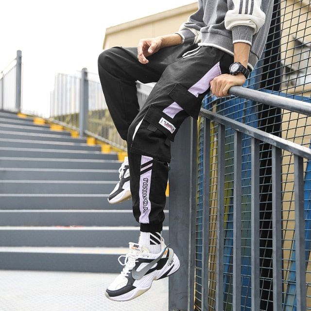 Ribbons Harem Joggers Men Cargo Pants Streetwear 2021 Hip Hop Casual Pockets Track Pants Male Harajuku Fashion Trousers aidase-shop