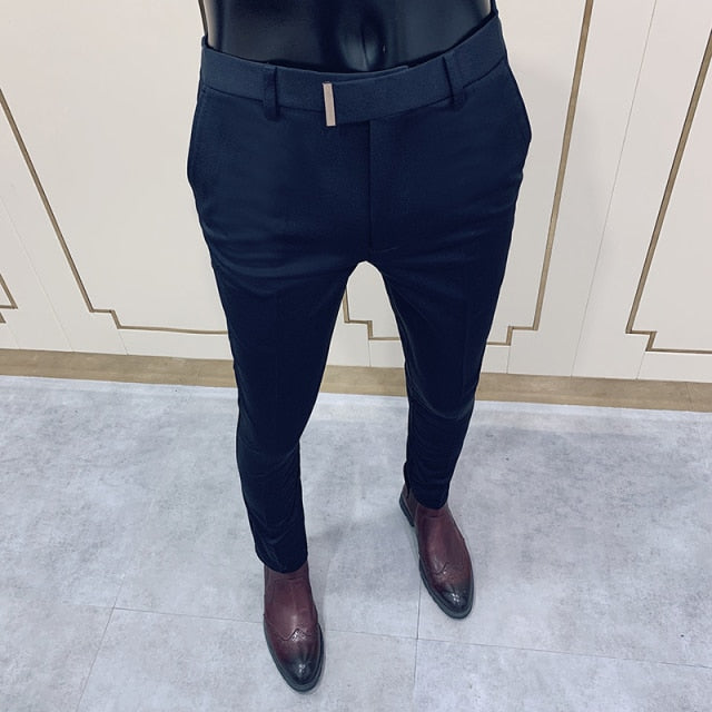 Aidase Spring 2021 Men Pants Korean Slim Fit Men Casual Ankle Length Pants Streetwear Men High Quality Black Gray Dress Suit Pant Man aidase-shop