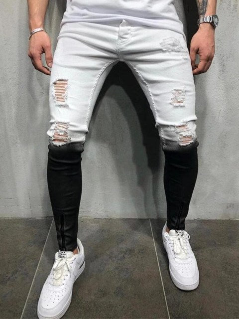 Men's Sweatpants Sexy Hole Jeans Pants Casual Summer Autumn Male Ripped Skinny Trousers Slim Biker Outwears Harajuku  Pants aidase-shop