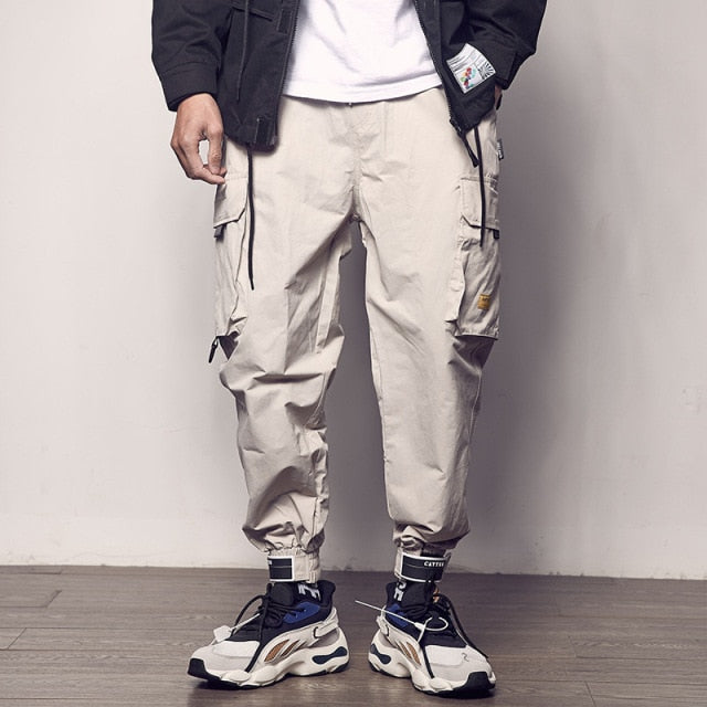 Ribbons Harem Joggers Men Cargo Pants Streetwear 2021 Hip Hop Casual Pockets Track Pants Male Harajuku Fashion Trousers aidase-shop