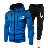 New Winter Men's Clothing Men Sets Printing Hoodie Set Fleece Zipper Sweatshirt Casual Sport Sweatpants Mens Tracksuits