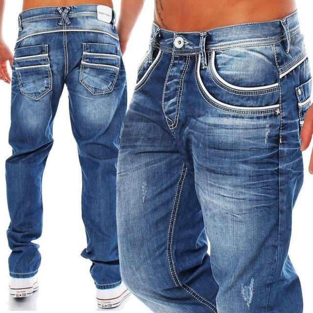 Aidase Men Jeans Solid Straight Pants Hip Hop Male Casual Streetwear Boyfriend Style Denim Trousers Stretch Baggy Jeans Men's Pants aidase-shop