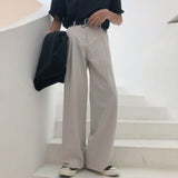 Aidase Autumn New Wide-leg Mop Pants For Men Korean Streetwear Fashion Loose Straight High Rise Pants Casual Trousers