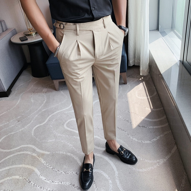 Aidase High Quality Men's Suit Pants British Business Dress Pants Casual Office Wedding Trousers Black Gray Streetwear Costume Homme aidase-shop