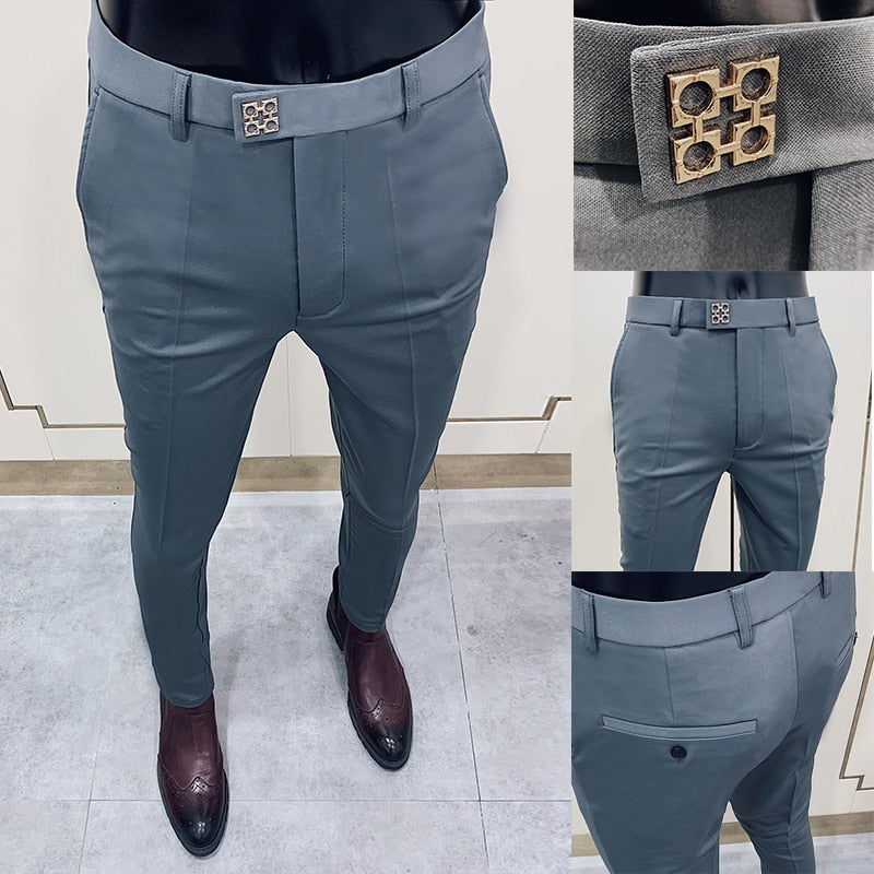 Spring 2021 New Men's Suit Pants Fashion Business Casual Slim Dress Pants Men's Street Wear Social Formal Pantalon Clothing aidase-shop
