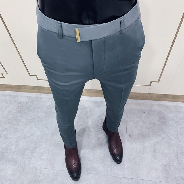 Spring 2021 New Men's Suit Pants Fashion Business Casual Slim Dress Pants Men's Street Wear Social Formal Pantalon Clothing aidase-shop