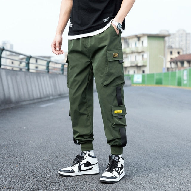 2021 Oversized Men Cargo Pants Streetwear Black Mens Jogging Sweatpants Casual Elastic Waist Harem Pants Male Large Size 5XL aidase-shop
