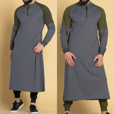 Men Arabic Jubba Thobe Muslim Fashion Islamic Clothing Abaya Dubai Kaftan Male Long Sleeve Stitching Saudi Pakistan Sweater Robe aidase-shop