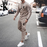 Aidase Men Set Tracksuit Men Sportsuits Gentlemen Set T-shirt Suit Long Sleeve Pure Color Coat+Pants Gyms Casual Sportswear Suit