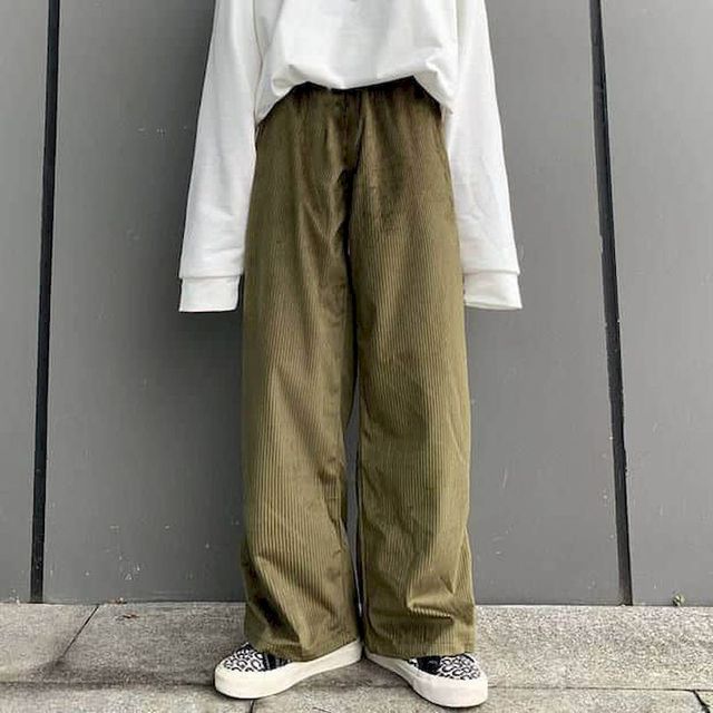 Men women trousers corduroy wide-leg pants autumn new old school fall style retro loose straight casual pants Simplicity neutral aidase-shop