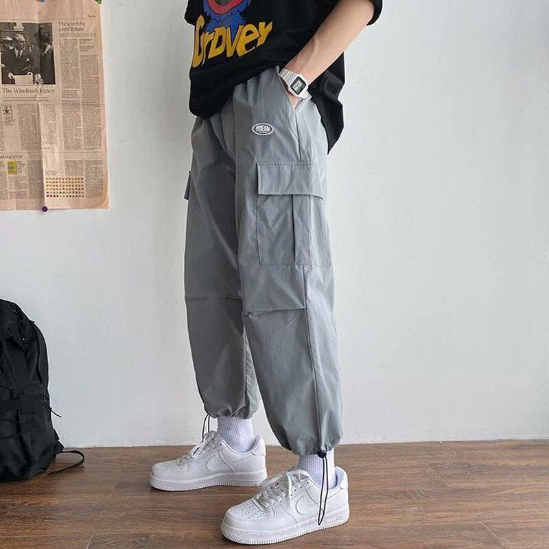 Aidase Mens Korean Fashion Hip Hop Cargo Pants Cool Street Boy Free Styles Basketball Skateboarding Sports Casual Wear Spring Fall aidase-shop