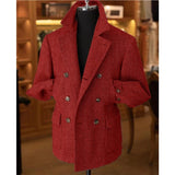 Men Overcoat Herringbone Short Coat Vintage British Style High Quality Fashion Formal Business Daily Warm Tailored aidase-shop