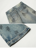 AIDASE  -  Splash Ink Jeans Men 2025 Baggy Wide Leg Jeans American High Street Washed Stretch Soft Straight Denim Cargo Pants Trousers Male aidase-shop
