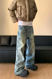 AIDASE  -  Splash Ink Jeans Men 2025 Baggy Wide Leg Jeans American High Street Washed Stretch Soft Straight Denim Cargo Pants Trousers Male aidase-shop