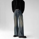 AIDASE  -  Korean Popular Baggy Jeans Men Y2k Pants Washed Vintage Straight Wide-Leg Pants Hip Hop High Street Bell Bottoms Denim Trousers aidase-shop