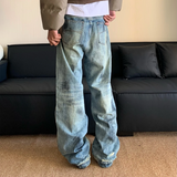 AIDASE  -  Splash Ink Jeans Men 2025 Baggy Wide Leg Jeans American High Street Washed Stretch Soft Straight Denim Cargo Pants Trousers Male aidase-shop