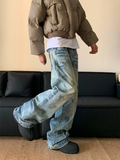 AIDASE  -  Splash Ink Jeans Men 2025 Baggy Wide Leg Jeans American High Street Washed Stretch Soft Straight Denim Cargo Pants Trousers Male aidase-shop
