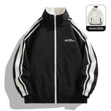 64.09Aidase Men's Reversible Loose Jacket, Polar Fleece Jacket, Windproof and Coldproof, Daily Travel in Autumn and Winter, Multi-scene Wear aidase-shop