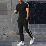 AIDASE  -  Men's sports suit solid color short sleeved sports t-shirt Slim round neck half-sleeved thin short-sleeved casual top