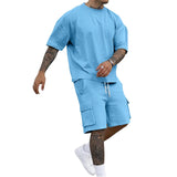 AIDASE  -  Summer new men's round neck short sleeve T-shirt shirt shorts two-piece suit loose large size ice aidase-shop