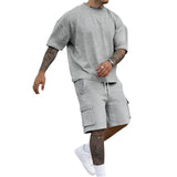 AIDASE  -  Summer new men's round neck short sleeve T-shirt shirt shorts two-piece suit loose large size ice aidase-shop