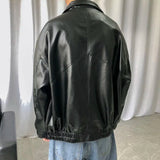 AIDASE  -  Spring New Loose Soft Leather Jacket Single Breasted Jacket Men Casual Biker Jacket Men Jacket Leather Large Size XXL aidase-shop