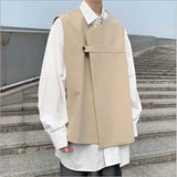 Aidase Mens Fashion Tooling Vest Men Streetwear Cargo Vest Hip Hop Sleeveless Jacket punk hip hop sleeveless jacket man Korean style