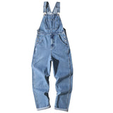 AIDASE  -  Men's Plus Size Denim Bib Overalls Classic Big Pocket Cargo Jeans Loose Working Coveralls Suspenders Jumpsuits Dark Light Blue aidase-shop