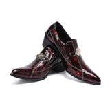 Luxury Handmade Men Shoes Pointed Toe Genuine Leather Dress Shoes Men Wine Red Party and Wedding Shoes Men, aidase-shop