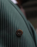Aidase 2 Pieces Pinstripe Men Suits Green Jacket+Pant Custom Made Formal Wedding Suits Fit Slim Double Breasted Party Suit aidase-shop