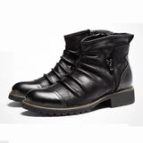 New Autumn Men Leather Boots Fashion Retro Zipper Ankle Booties Breathable Big Size Male Motorcycle Boots Party Shoes