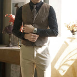 Aidase British Retro Suit Vest Male Korean Version Trendy Casual Slim Fit Business Waistcoat Men Wedding Dress Office Streetwear aidase-shop