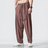 AIDASE  -  Summer Chinese Style Retro Men's Pants Loose Straight Linen Pants Tang Suit Wide Bloomers Joggers Large Size Cotton Harem Pants aidase-shop