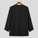 AIDASE  -  2025 Men Shirt Solid Color V Neck Open Stitch Long Sleeve Casual Men Clothing Streetwear Fashion Leisure Outerwear S-5XL aidase-shop