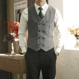 Aidase British Retro Suit Vest Male Korean Version Trendy Casual Slim Fit Business Waistcoat Men Wedding Dress Office Streetwear aidase-shop