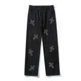 AIDASE  -  Cross Jeans Men and Women Trendy Brand Straight Loose Wide Let Pants American Streetwear Retro Vintage Long Black aidase-shop