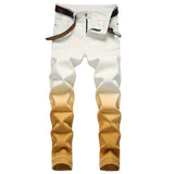AIDASE  -  Men's Gradient Color Stretch Jeans Y2K Fashion Fancy Color Slim Pencil Pants Streetwear Trousers aidase-shop