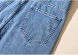 AIDASE  -  Men's Plus Size Denim Bib Overalls Classic Big Pocket Cargo Jeans Loose Working Coveralls Suspenders Jumpsuits Dark Light Blue aidase-shop