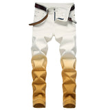 AIDASE  -  Men's Gradient Color Stretch Jeans Y2K Fashion Fancy Color Slim Pencil Pants Streetwear Trousers aidase-shop