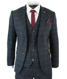 Aidase Navy Blue Mens Suits Wine Check Herringbone Tweed Vintage 3 Piece Costume Homme New Marc Darcy Suit aidase-shop