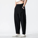 AIDASE  -  Summer Chinese Style Retro Men's Pants Loose Straight Linen Pants Tang Suit Wide Bloomers Joggers Large Size Cotton Harem Pants aidase-shop