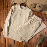 AIDASE  -  (Shirt + trousers) spring Chinese Style men shirt Cotton and linen shirts men's casual shirts A set of clothes size M-5XL aidase-shop