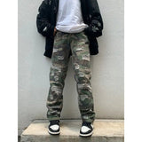 AIDASE  -  High Street Hole Camouflage Ripped Jeans Men and Women Fashion Loose Straight Hip Hop Joggers Casual Cargo Pants Streetwear