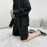 Aidase Summer Suit Shorts Men Fashion Business Dress Shorts Men Streetwear Loose British Style Suit Shorts Men Black Formal Shorts aidase-shop